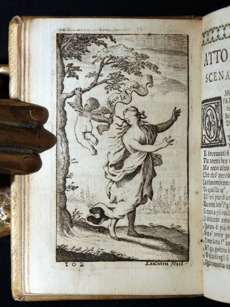 1706 Rare Italian Vellum Book - Il Pastor Fido by Giovanni Battista Guarini