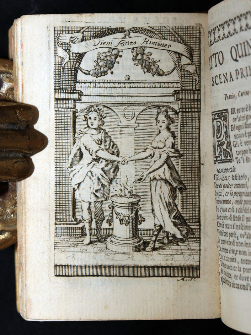 1706 Rare Italian Vellum Book - Il Pastor Fido by Giovanni Battista Guarini