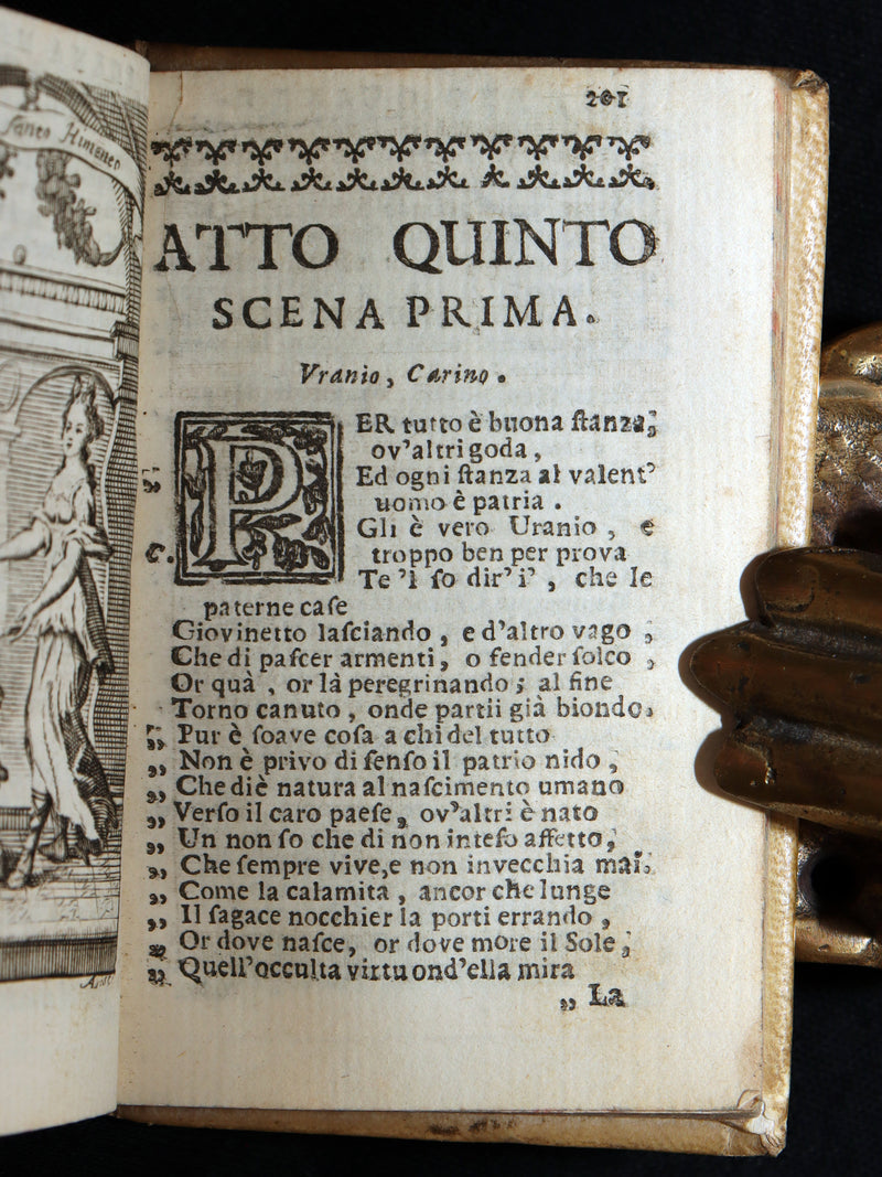 1706 Rare Italian Vellum Book - Il Pastor Fido by Giovanni Battista Guarini