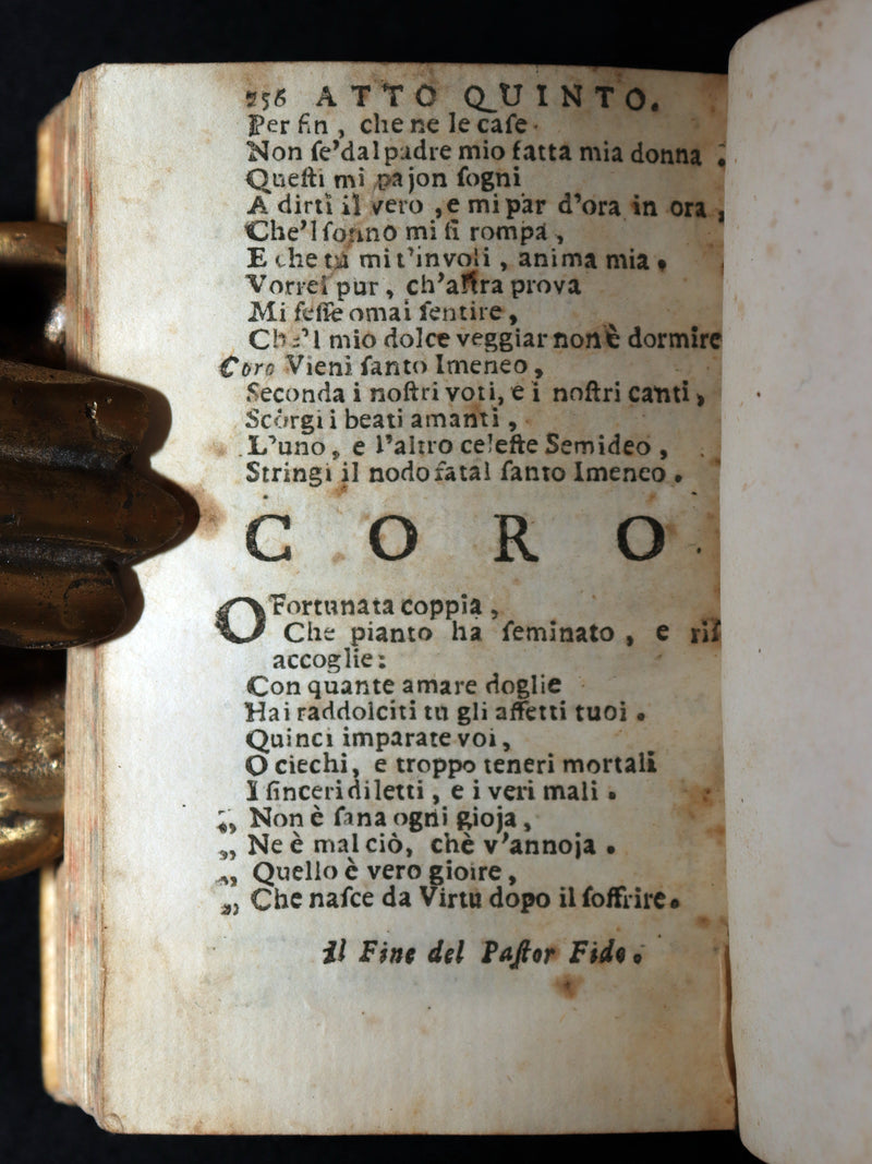 1706 Rare Italian Vellum Book - Il Pastor Fido by Giovanni Battista Guarini