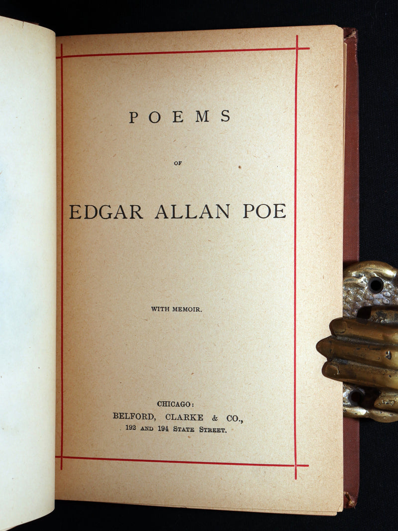 1882 Rare Book - Poems of Edgar Allan Poe With Memoir, Illustrated