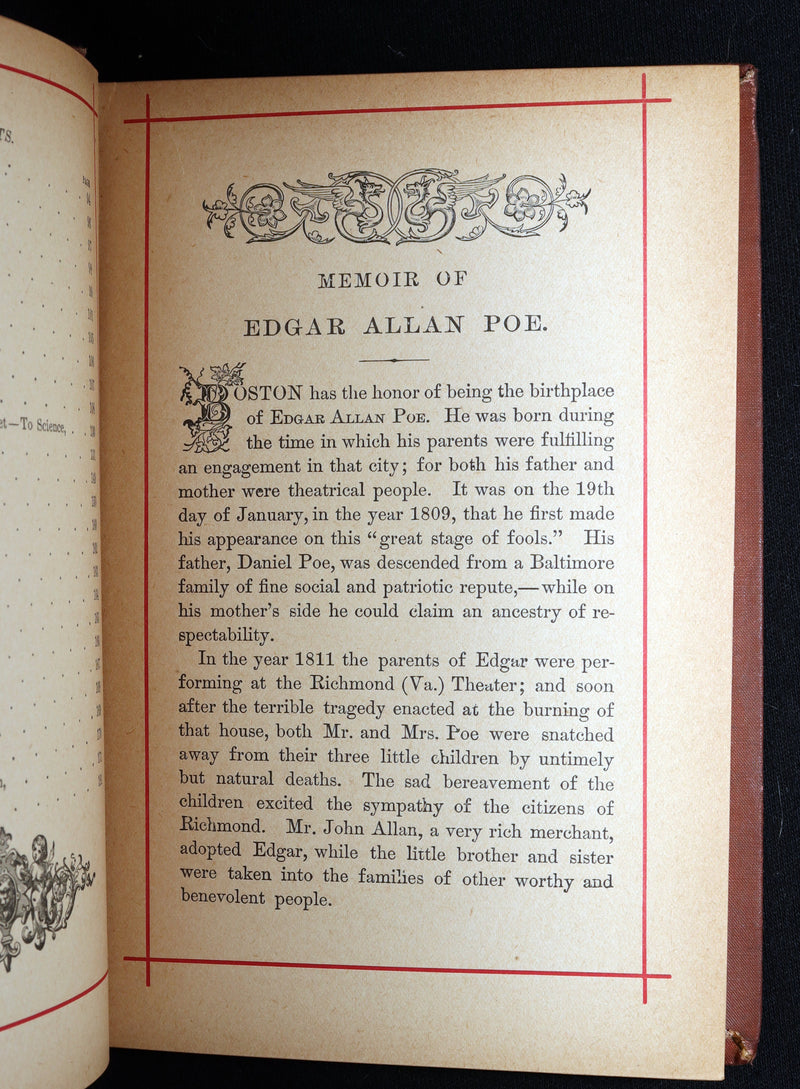 1882 Rare Book - Poems of Edgar Allan Poe With Memoir, Illustrated