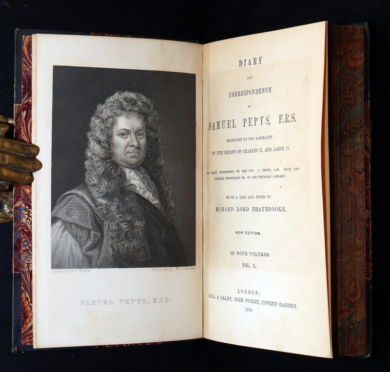 1869 Rare Book Set - Diary and Correspondence of Samuel Pepys, Illustrated