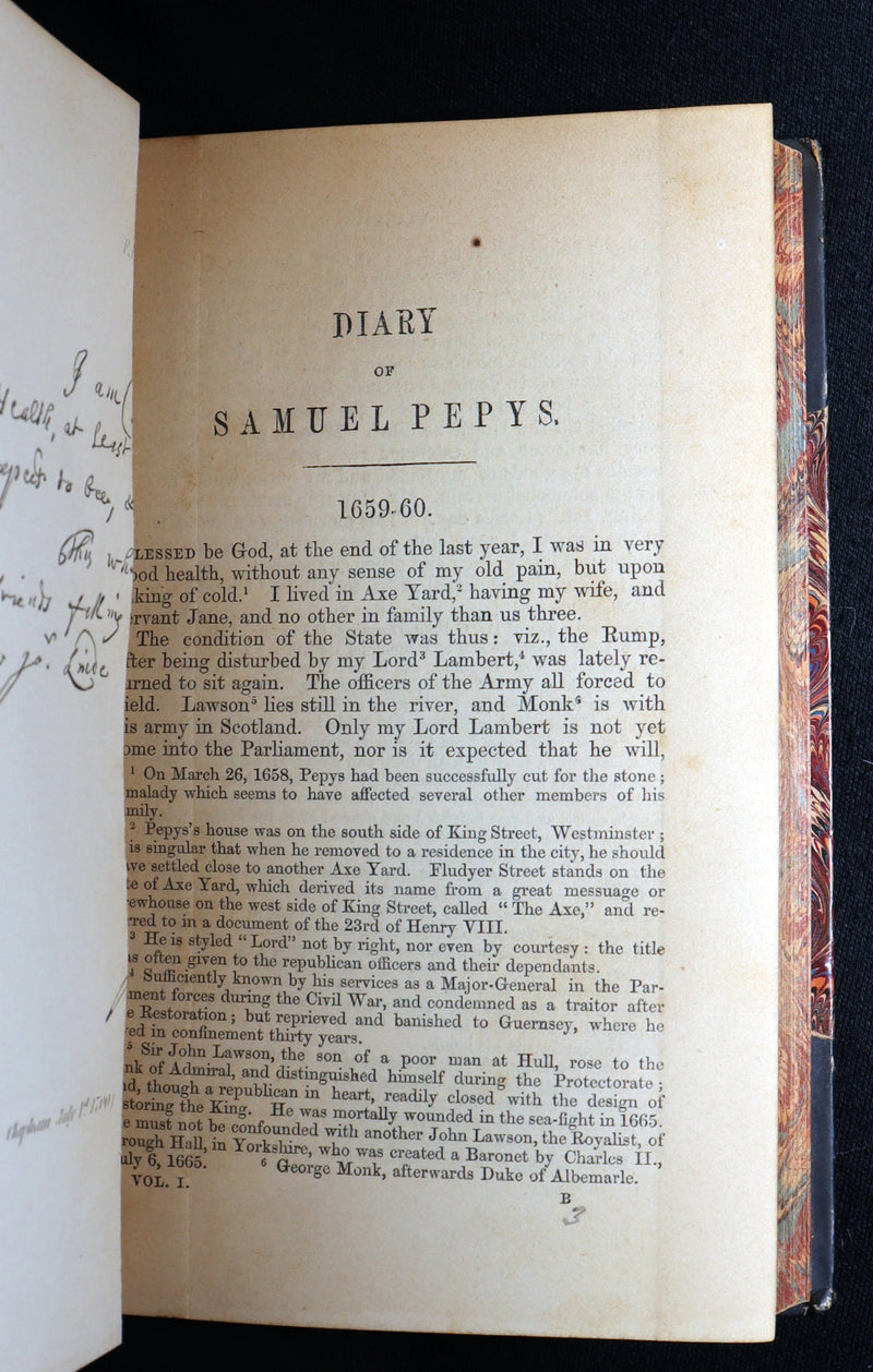 1869 Rare Book Set - Diary and Correspondence of Samuel Pepys, Illustrated
