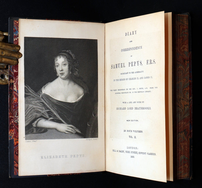 1869 Rare Book Set - Diary and Correspondence of Samuel Pepys, Illustrated
