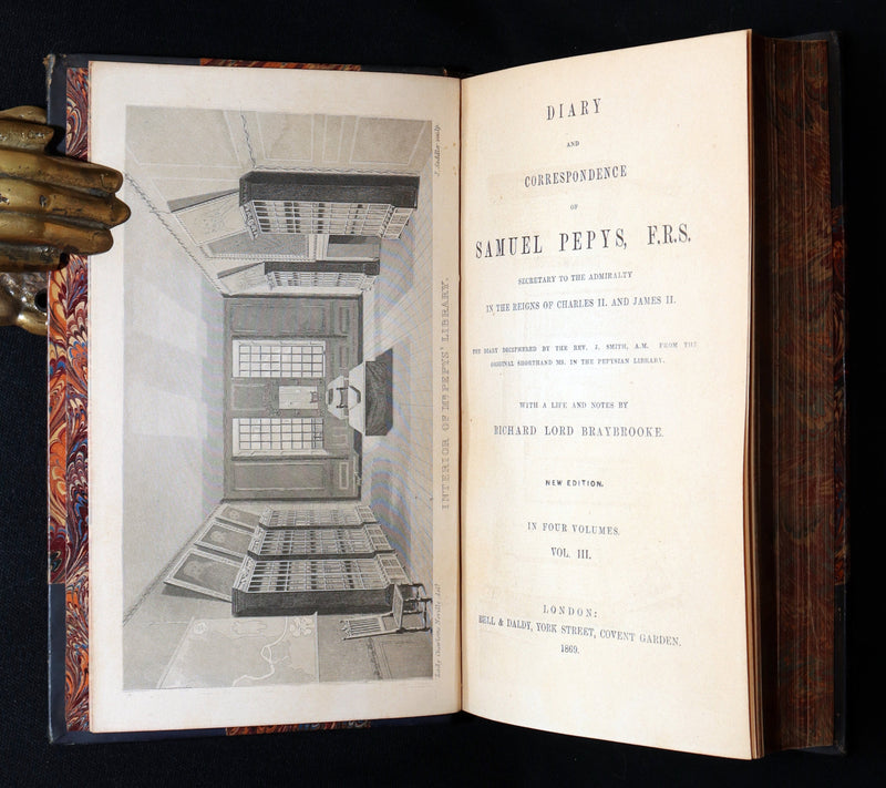 1869 Rare Book Set - Diary and Correspondence of Samuel Pepys, Illustrated