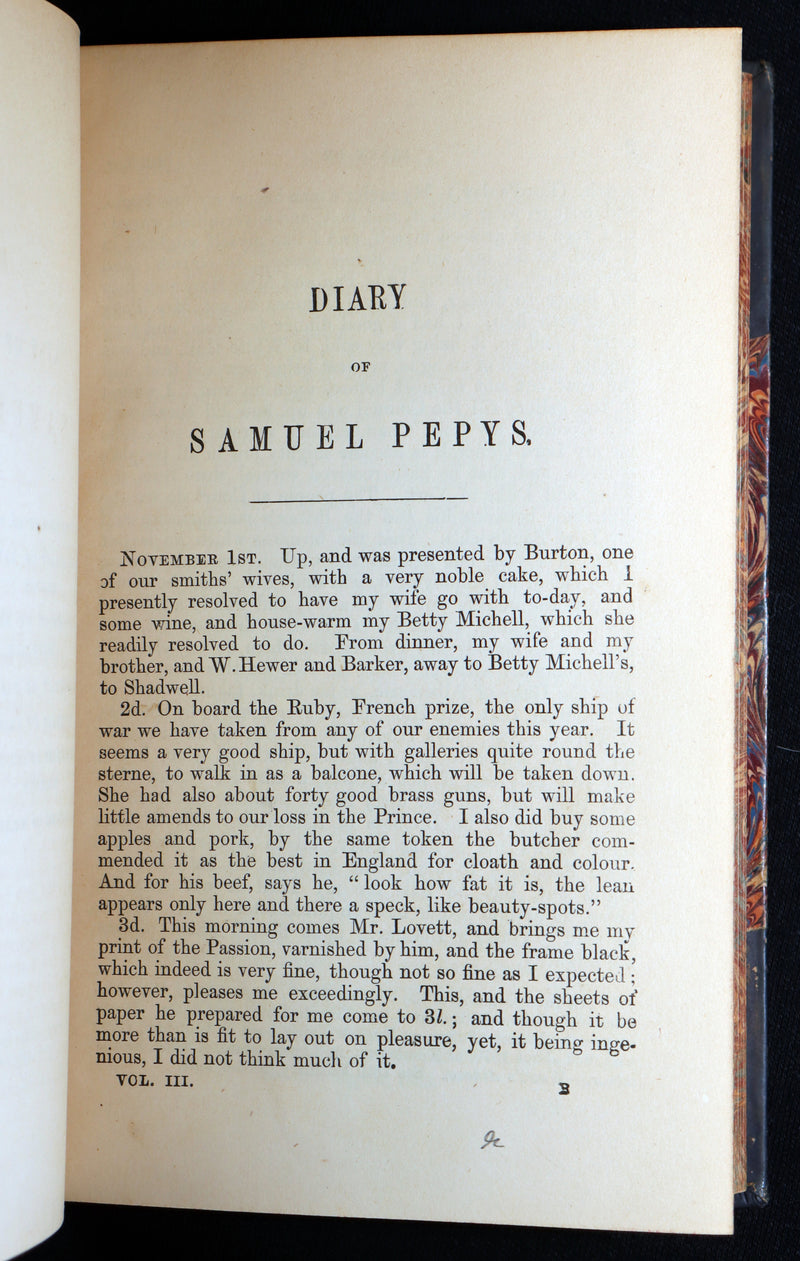 1869 Rare Book Set - Diary and Correspondence of Samuel Pepys, Illustrated