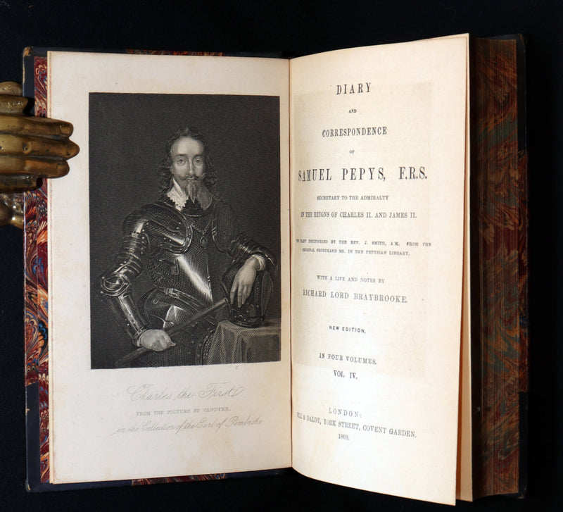 1869 Rare Book Set - Diary and Correspondence of Samuel Pepys, Illustrated