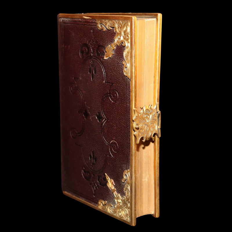 1860 Rare Book bound by Bagster - Polyglot Bible, Old and New Testaments. Clasp