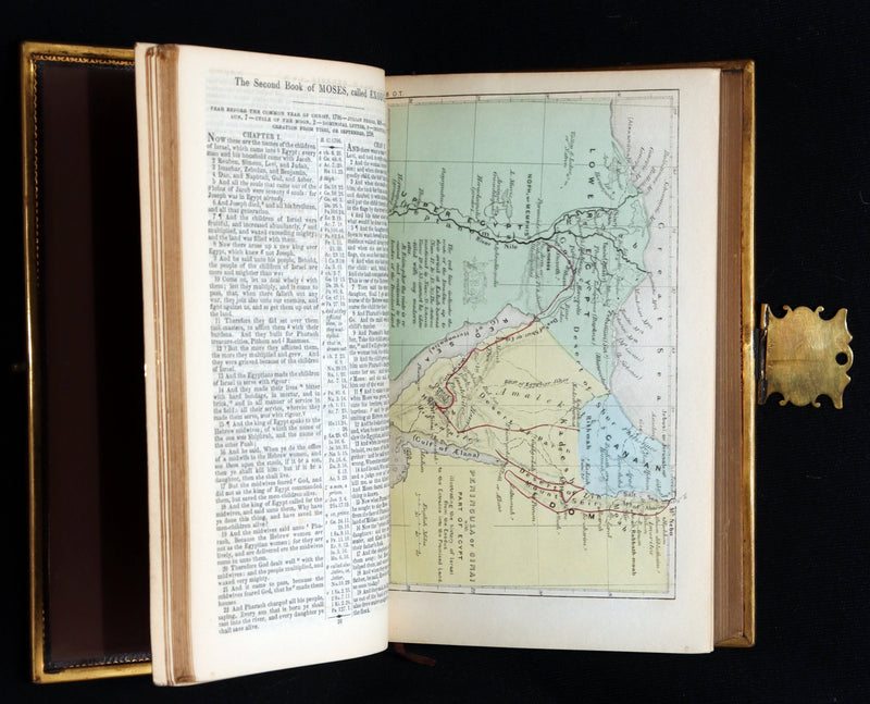 1860 Rare Book bound by Bagster - Polyglot Bible, Old and New Testaments. Clasp