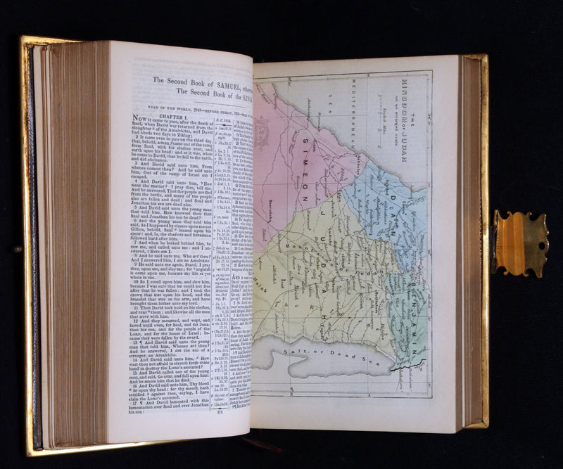 1860 Rare Book bound by Bagster - Polyglot Bible, Old and New Testaments. Clasp