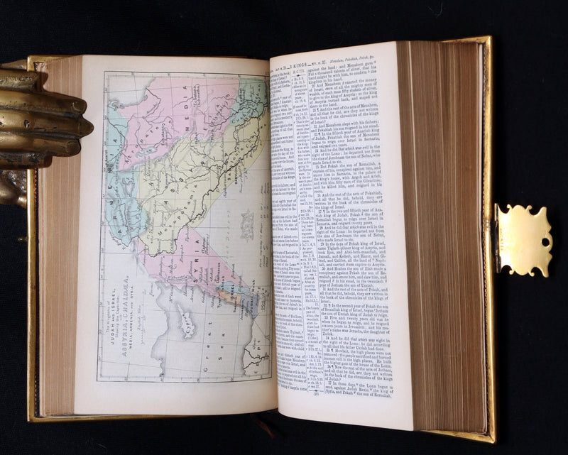 1860 Rare Book bound by Bagster - Polyglot Bible, Old and New Testaments. Clasp