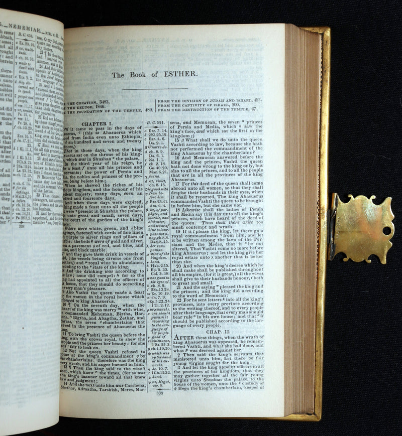 1860 Rare Book bound by Bagster - Polyglot Bible, Old and New Testaments. Clasp