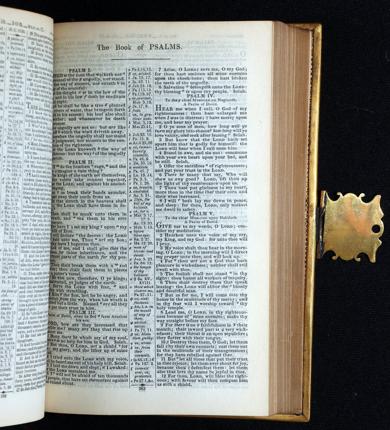 1860 Rare Book bound by Bagster - Polyglot Bible, Old and New Testaments. Clasp