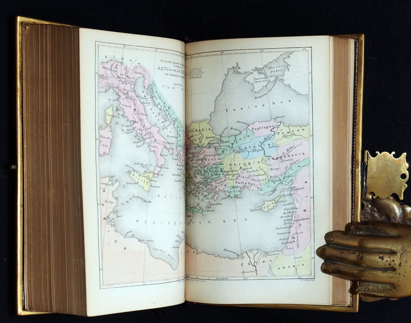 1860 Rare Book bound by Bagster - Polyglot Bible, Old and New Testaments. Clasp