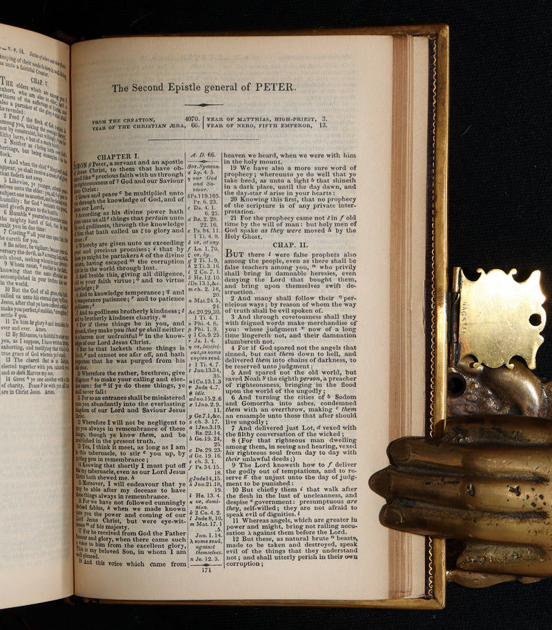 1860 Rare Book bound by Bagster - Polyglot Bible, Old and New Testaments. Clasp