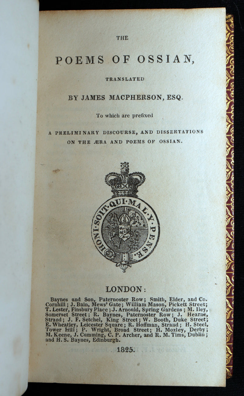 1825 Rare Book - The Poems of Ossian by James Macpherson