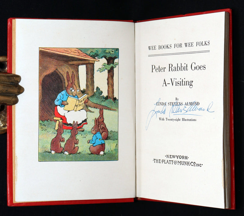 1935 Rare Signed Book - Peter Rabbit Goes A-Visiting by Linda Stevens Almond