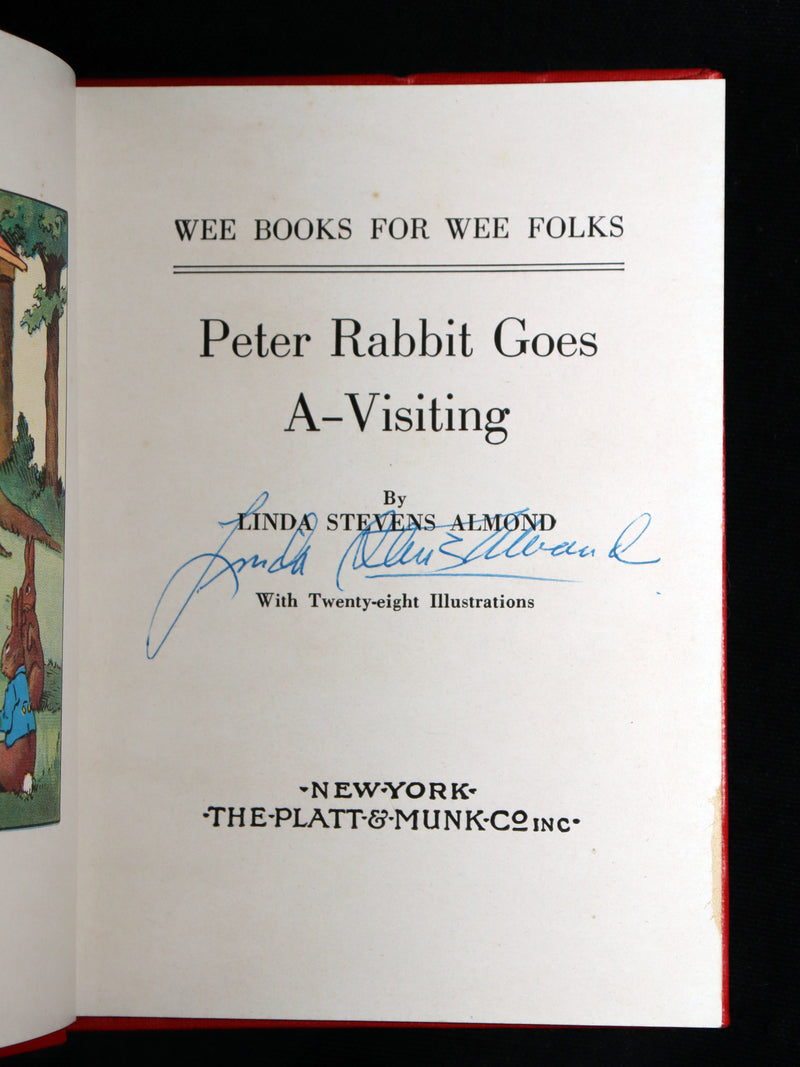 1935 Rare Signed Book - Peter Rabbit Goes A-Visiting by Linda Stevens Almond