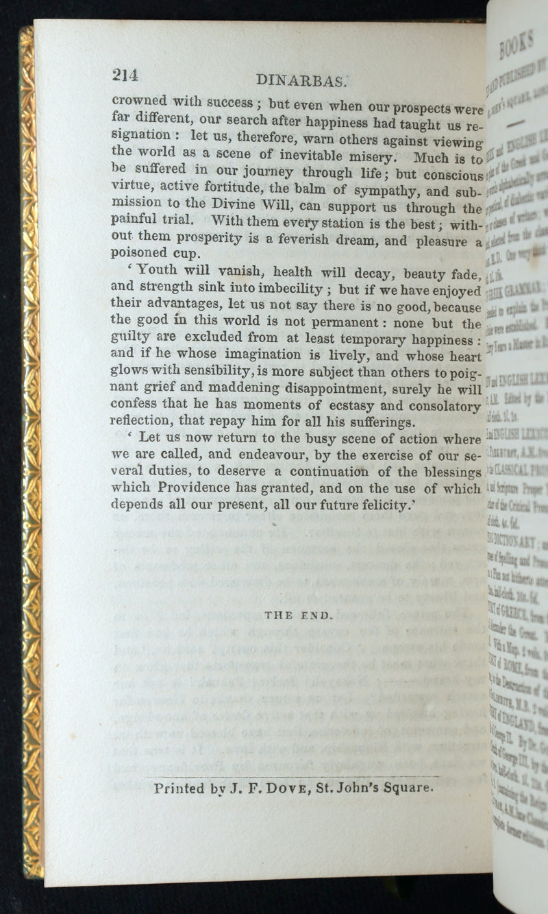 1827 Rare Philosophical Book - Rasselas; A Tale. With Dinarbas; A Tale