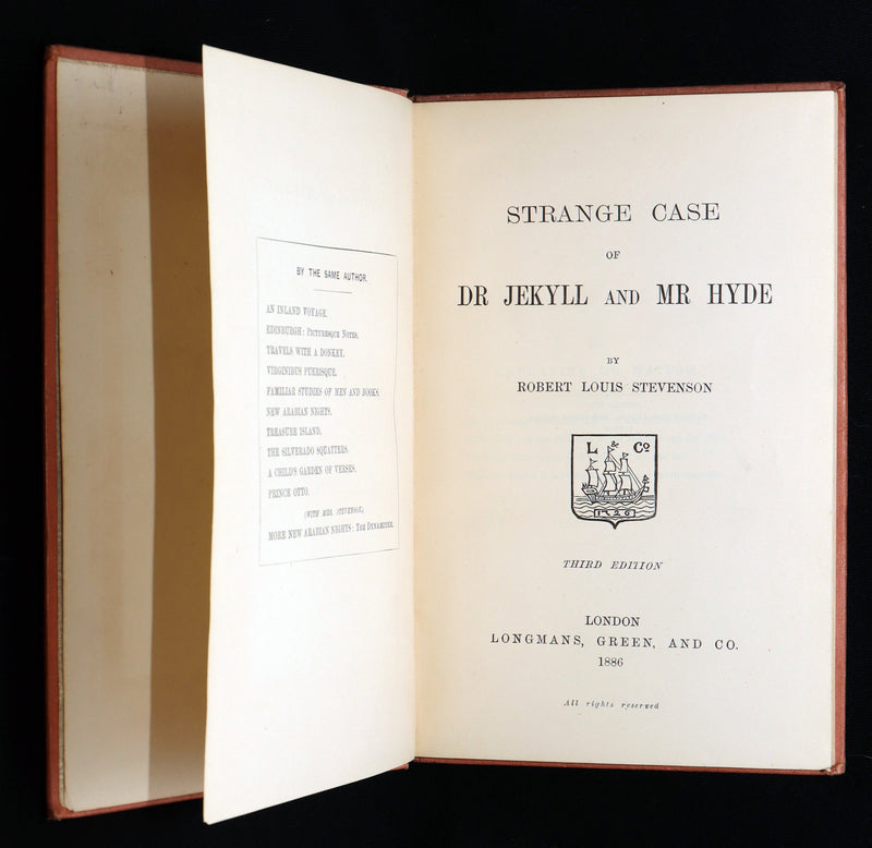 1886 Scarce Third Edition - Strange Case of Dr. Jekyll and Mr. Hyde by Stevenson