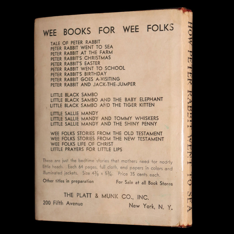 1935 Rare Book with Dust Jacket - How Peter Rabbit Went to Sea by Duff Graham