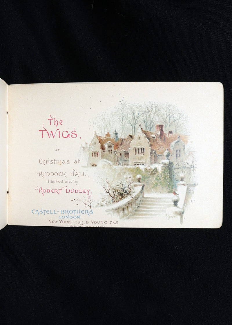 1890 Rare Book- The Twigs, Christmas at Ruddock Hall, Illustrated by R. Dudley