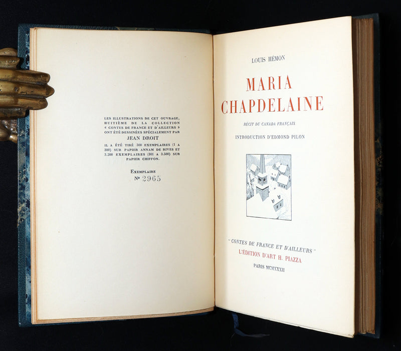 1932 Rare Limited French Edition - Maria Chapdelaine by Louis Hemon, Illustrated