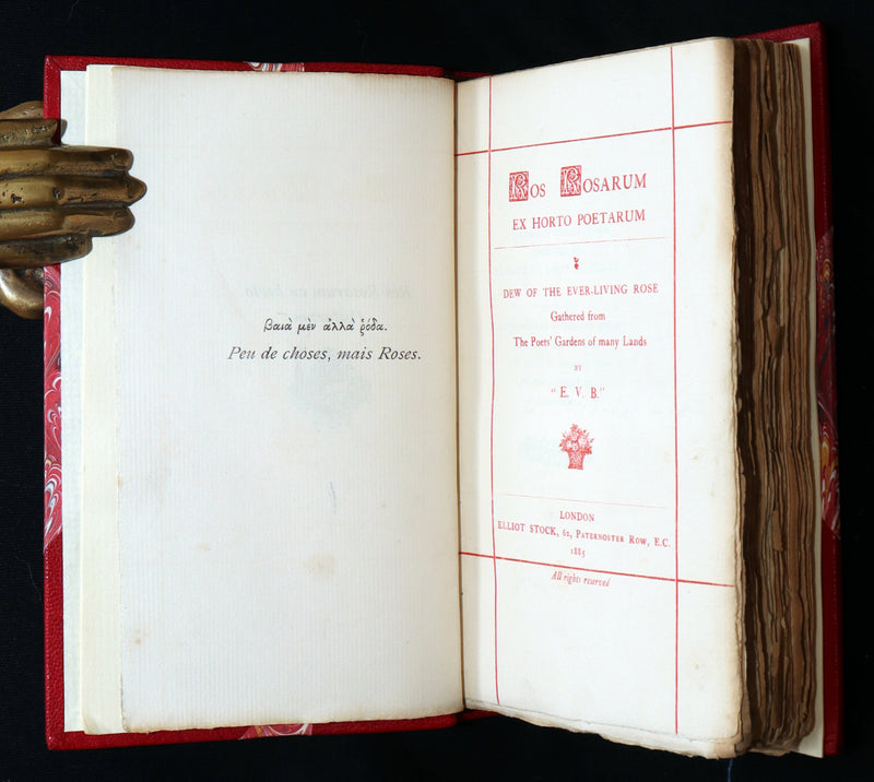 1885 First Edition - The Poetic of the Rose, Ros Rosarum by E.V.B.
