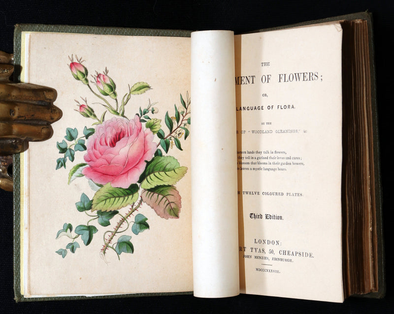 1838 Rare Book - The Sentiment of Flowers; or, Language of Flora, Illustrated