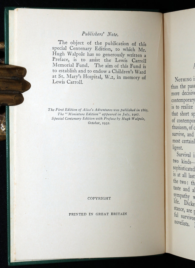 1932 Rare Centenary Edition with Dust jacket - Alice's Adventures in Wonderland