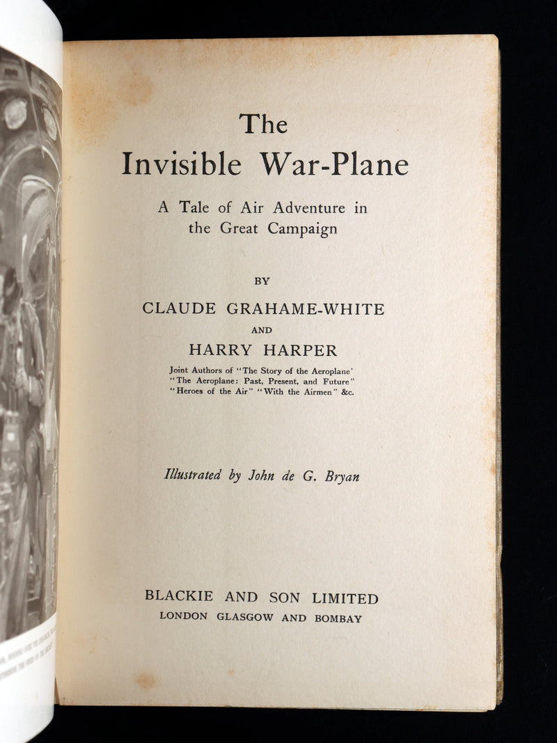 1915 Rare Book -  The Invisible War-Plane: A Tale of Air Adventure, Illustrated