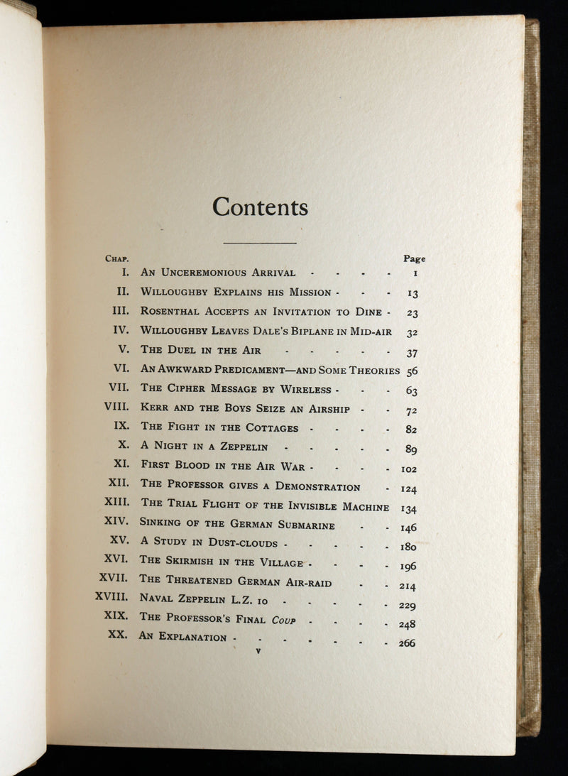 1915 Rare Book -  The Invisible War-Plane: A Tale of Air Adventure, Illustrated