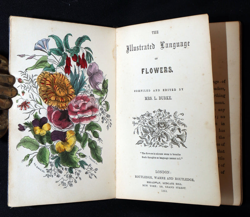 1864 Floriography Book - The Illustrated Language of Flowers by Mrs. L. Burke