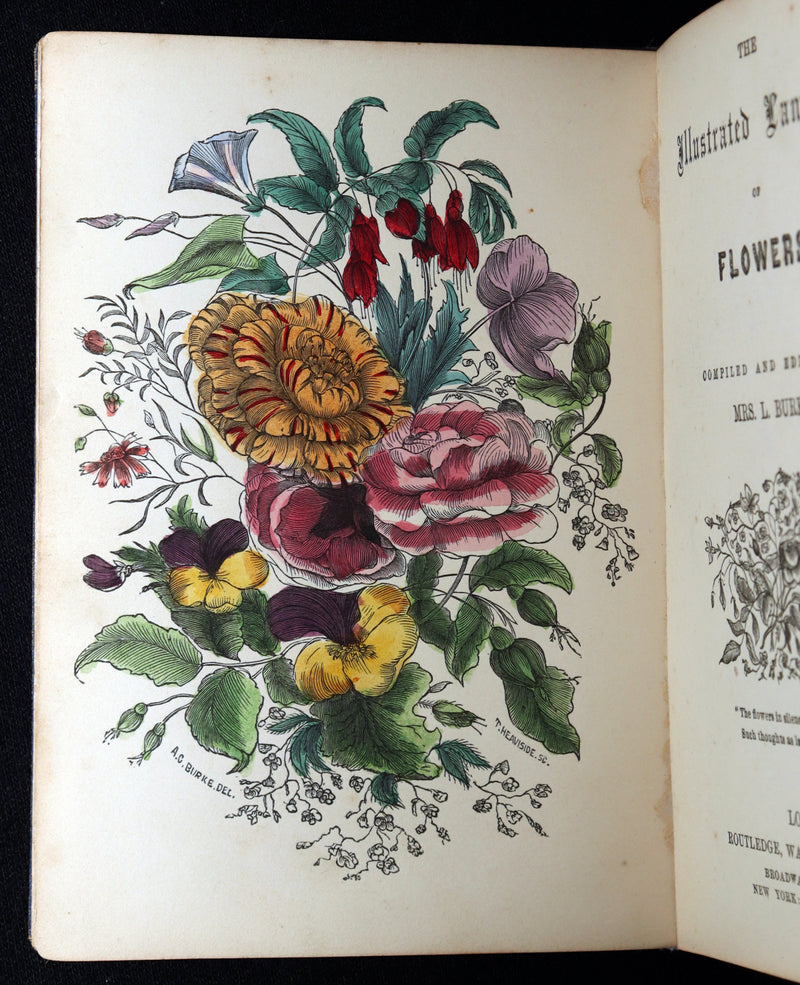 1864 Floriography Book - The Illustrated Language of Flowers by Mrs. L. Burke