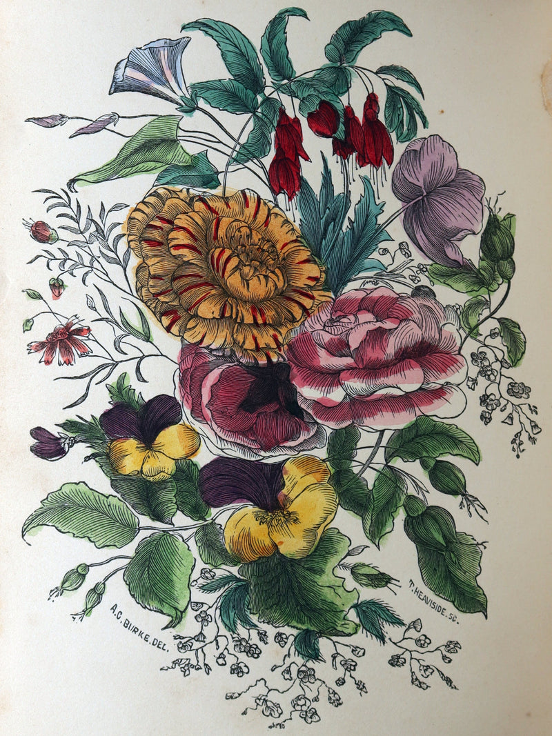 1864 Floriography Book - The Illustrated Language of Flowers by Mrs. L. Burke