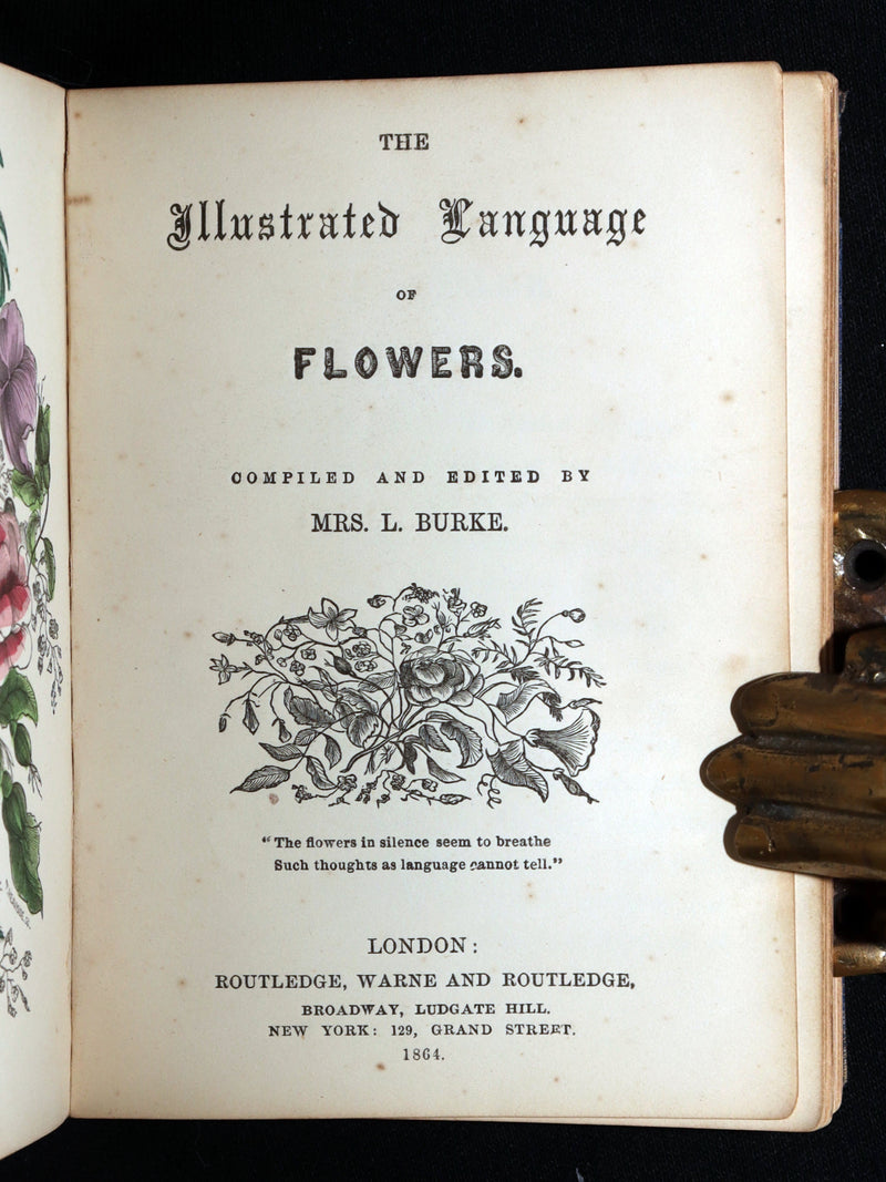 1864 Floriography Book - The Illustrated Language of Flowers by Mrs. L. Burke
