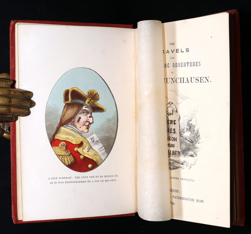 1859 Rare First Edition - Baron Munchausen's Adventures Illustrated by Crowquill
