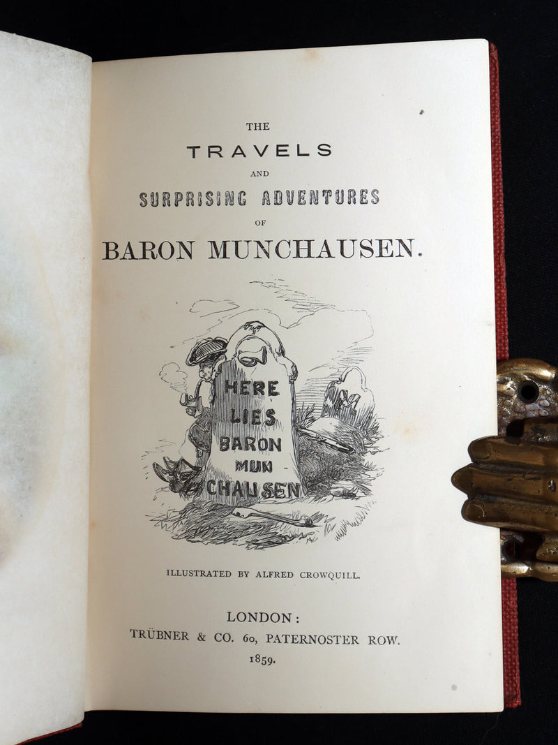1859 Rare First Edition - Baron Munchausen's Adventures Illustrated by Crowquill
