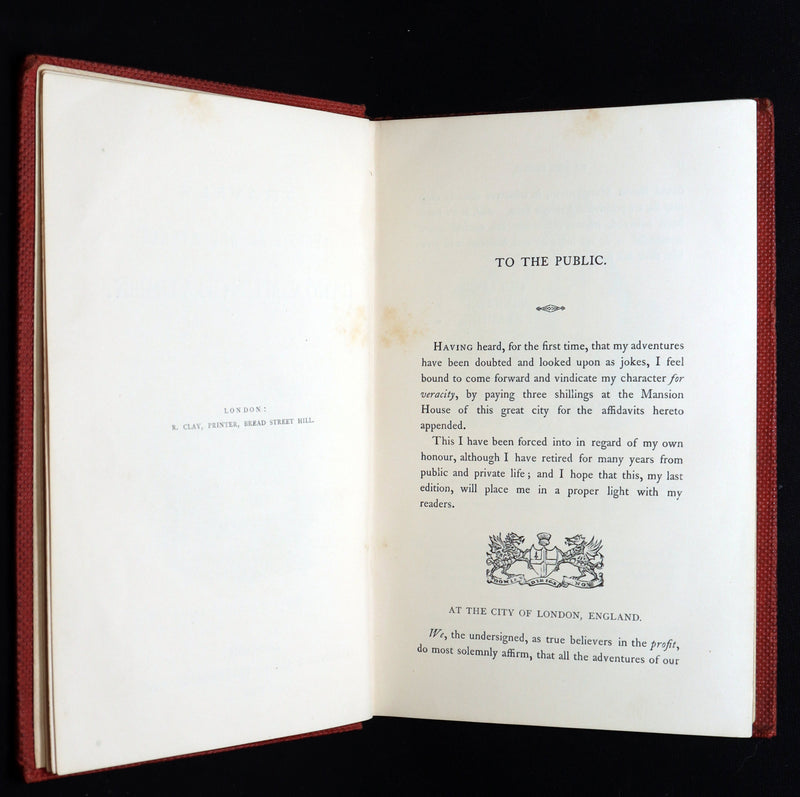 1859 Rare First Edition - Baron Munchausen's Adventures Illustrated by Crowquill