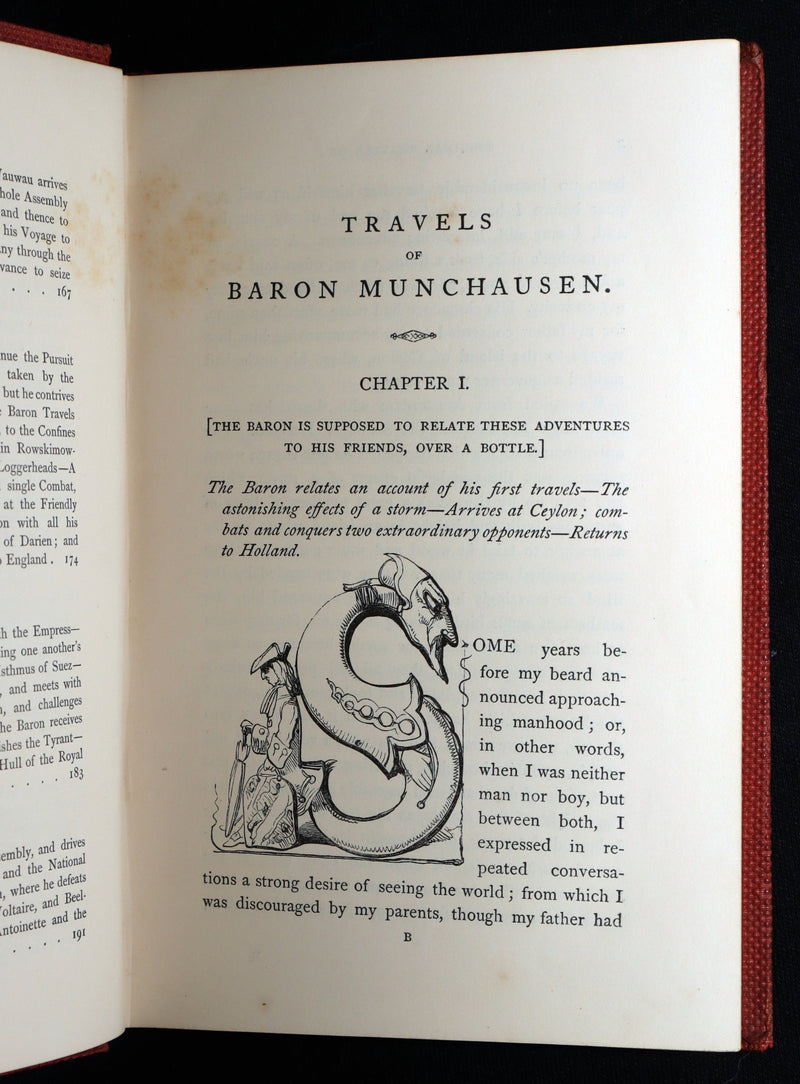 1859 Rare First Edition - Baron Munchausen's Adventures Illustrated by Crowquill