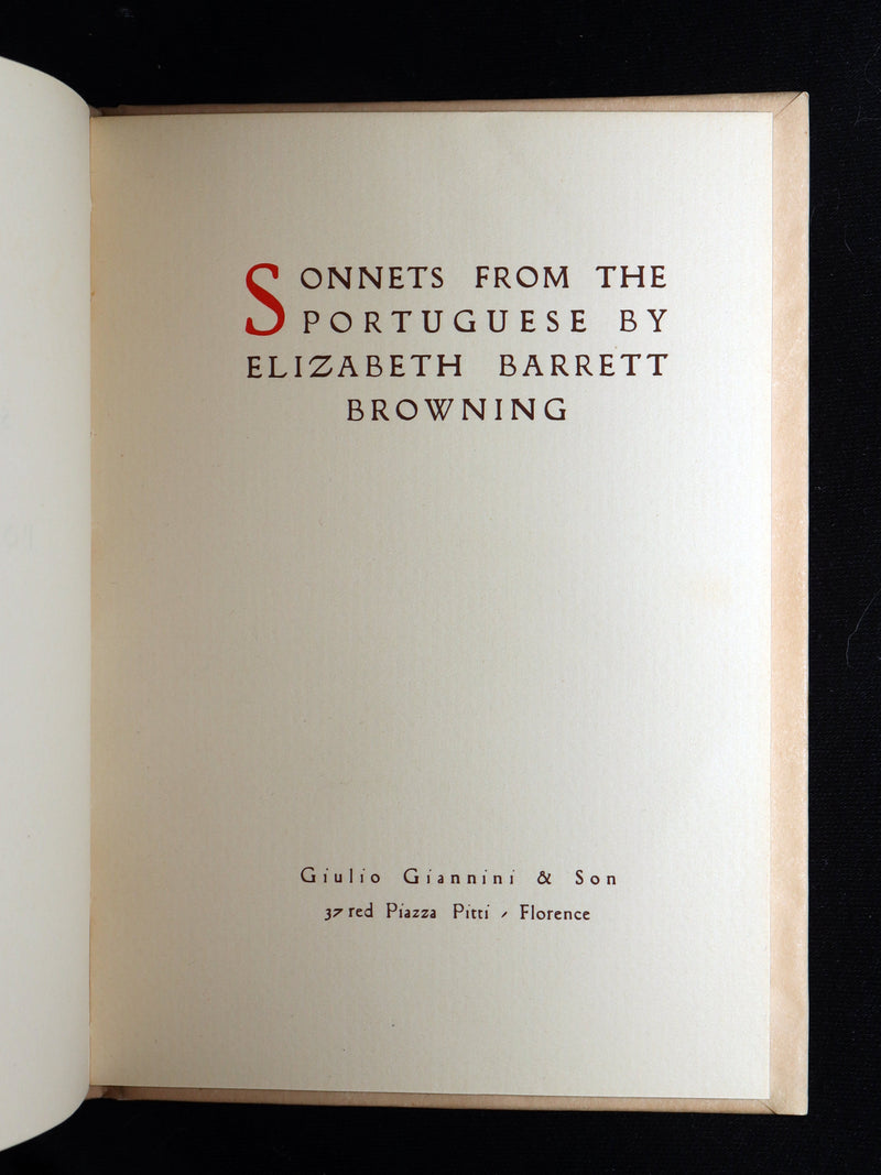 1930 Hand-painted Vellum Binding - Sonnets from the Portuguese by E. B. Browning