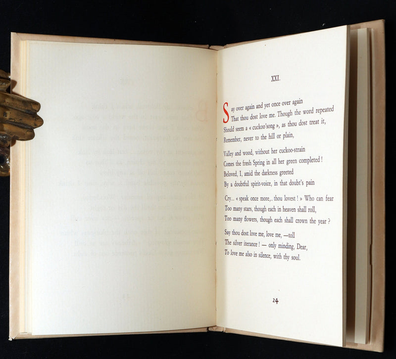 1930 Hand-painted Vellum Binding - Sonnets from the Portuguese by E. B. Browning