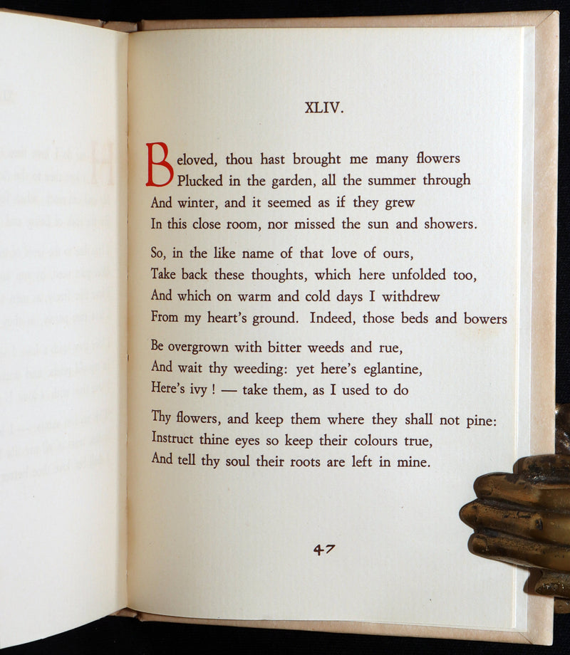 1930 Hand-painted Vellum Binding - Sonnets from the Portuguese by E. B. Browning