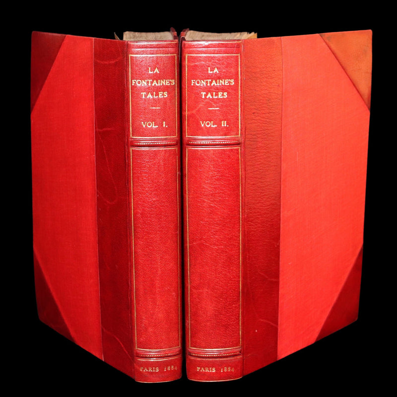 1884 Rare De La Fontaine Tales bound by W.G. Foyle and illustrated by Eisen