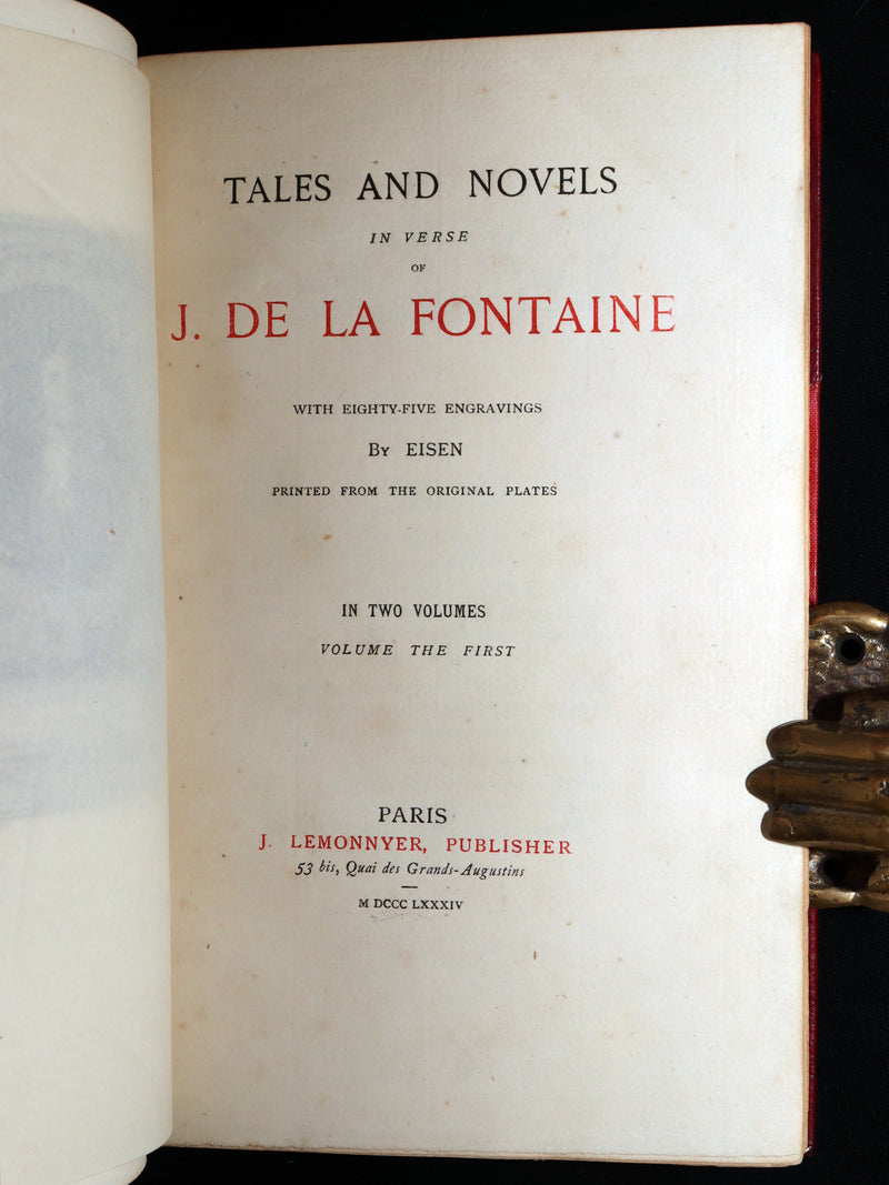1884 Rare De La Fontaine Tales bound by W.G. Foyle and illustrated by Eisen