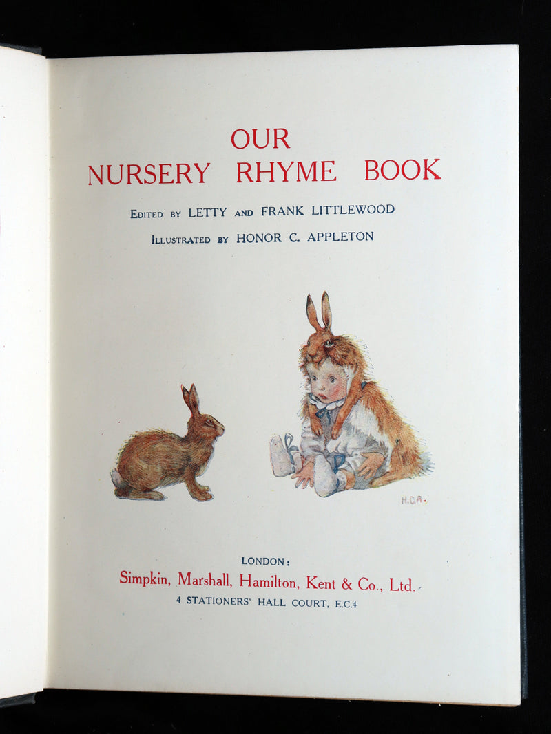 1900 Scarce Book - Our Nursery Rhyme Book illustrated by Honor C. Appleton