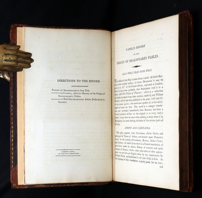 1798 Scarce Book - The Poems of William Shakespeare, Shakspeare' Fables Origin
