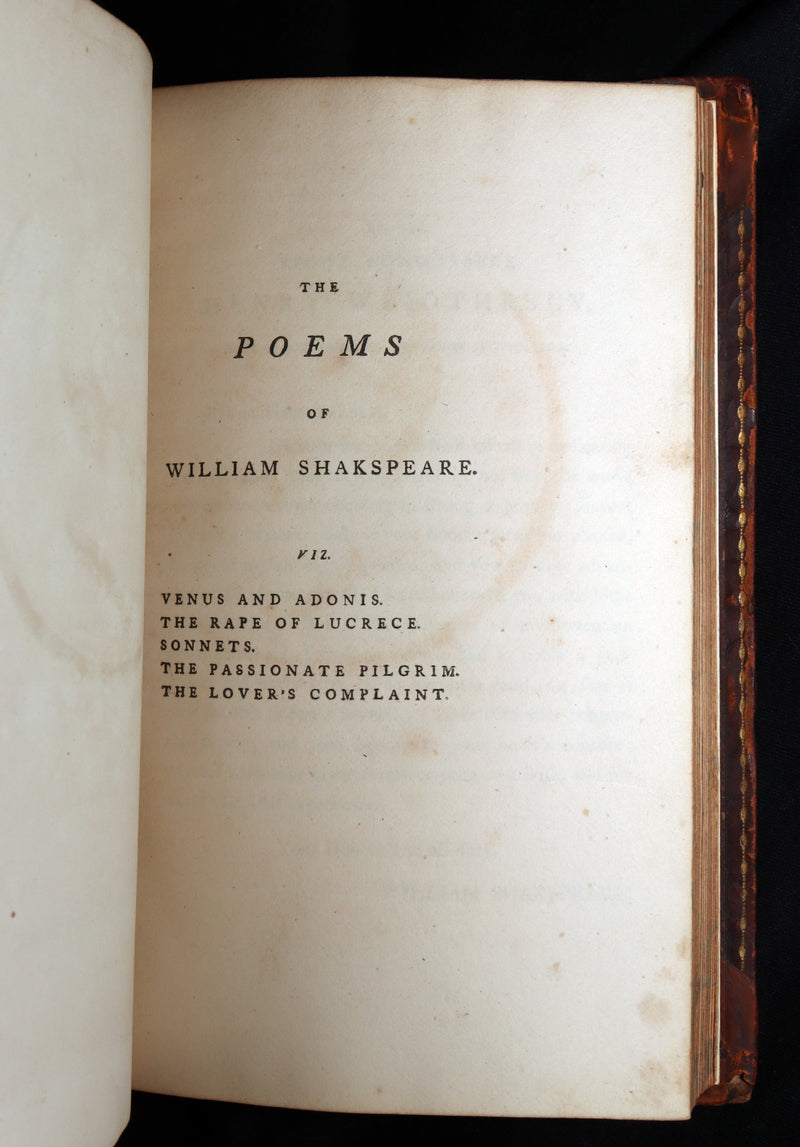 1798 Scarce Book - The Poems of William Shakespeare, Shakspeare' Fables Origin