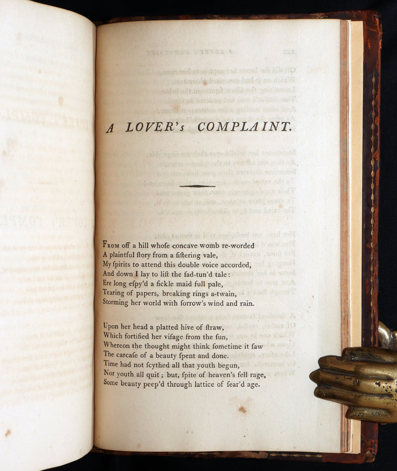 1798 Scarce Book - The Poems of William Shakespeare, Shakspeare' Fables Origin